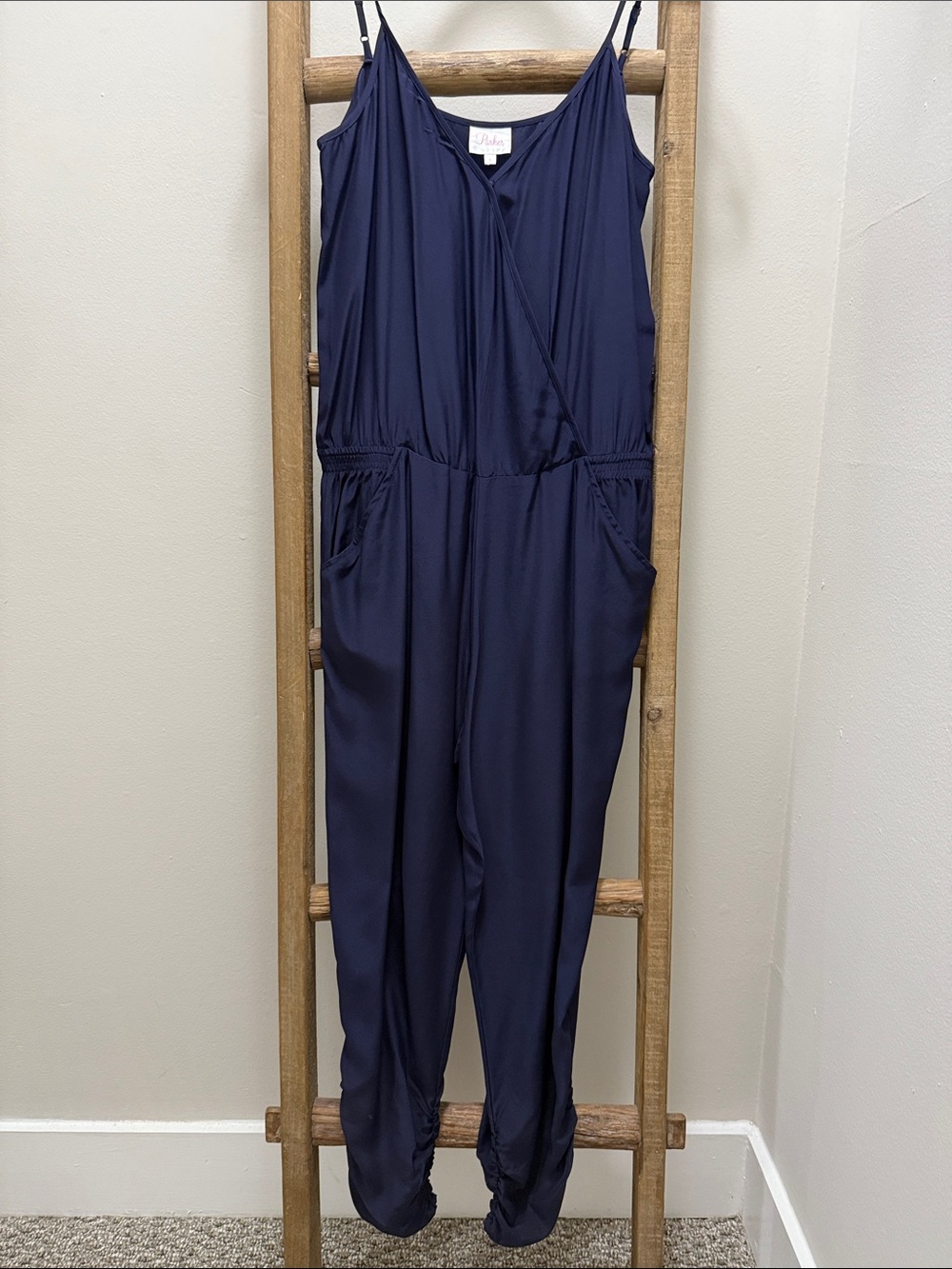 Parker Navy Sleeveless Wrap-Front Jumpsuit